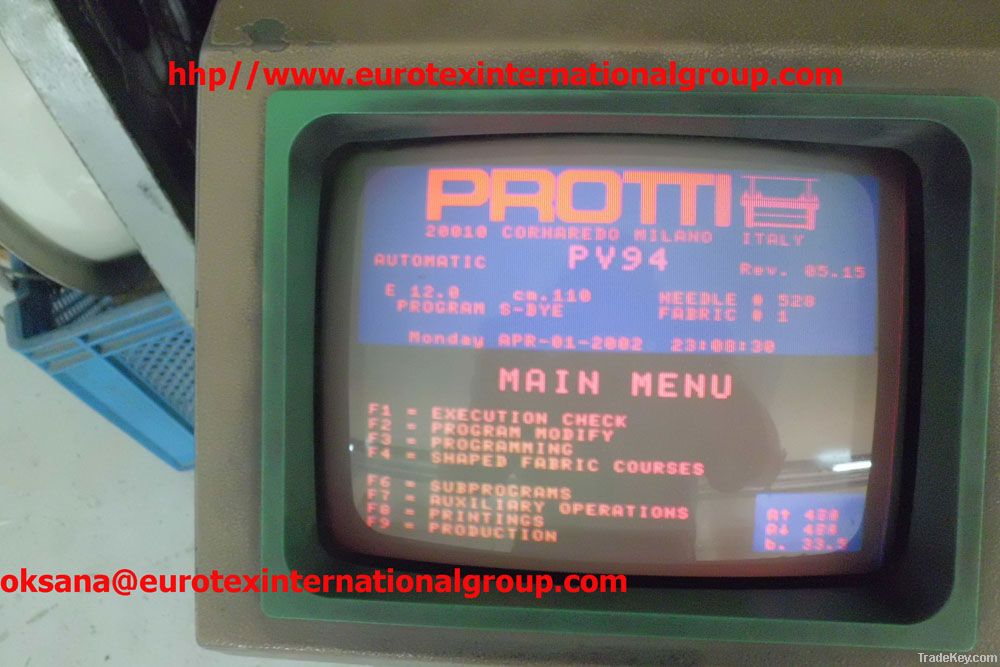 9 x PROTTI PV94 X and PV-93 SX flat knitting machines