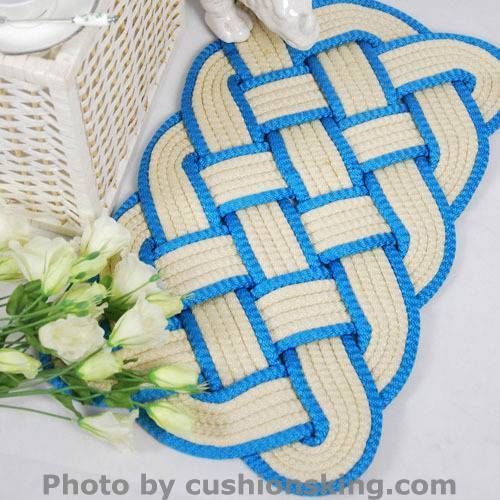 Chinese knot weaving blue floor mats