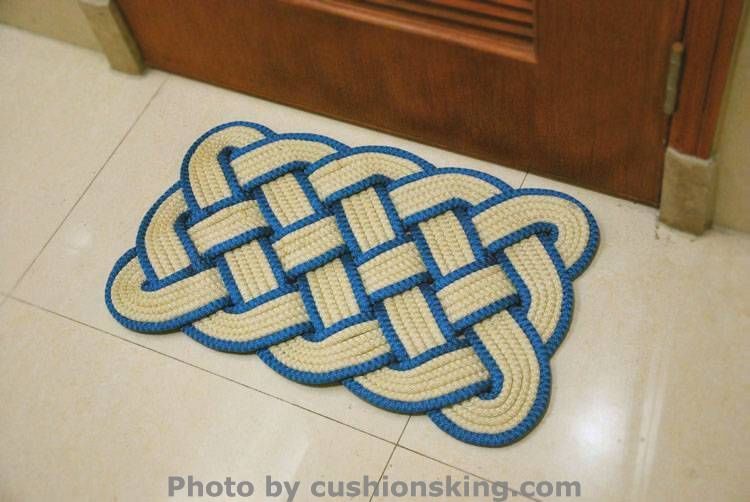 Chinese knot weaving blue floor mats