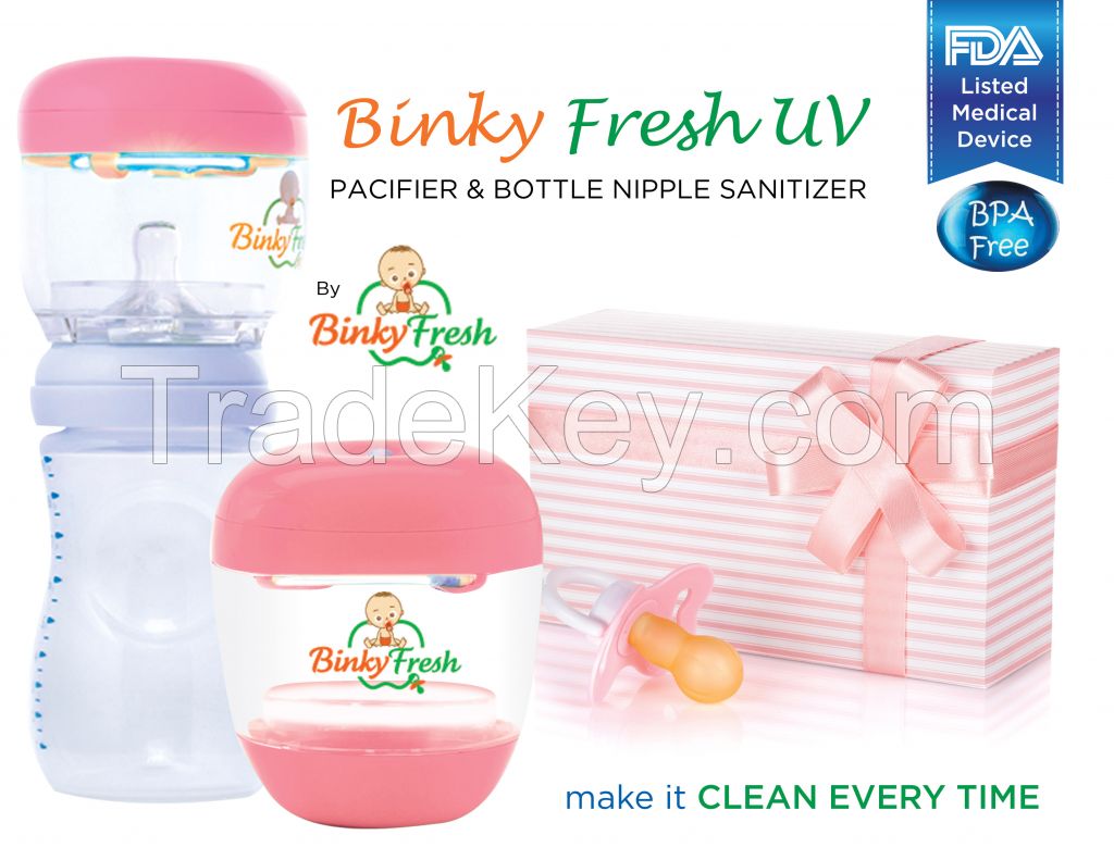 FDA Listed Medical Device | BinkyFresh UV Light Pacifier- Baby Bottle-Sippy Cup-Teething Ring Sanitizer Sterilizer