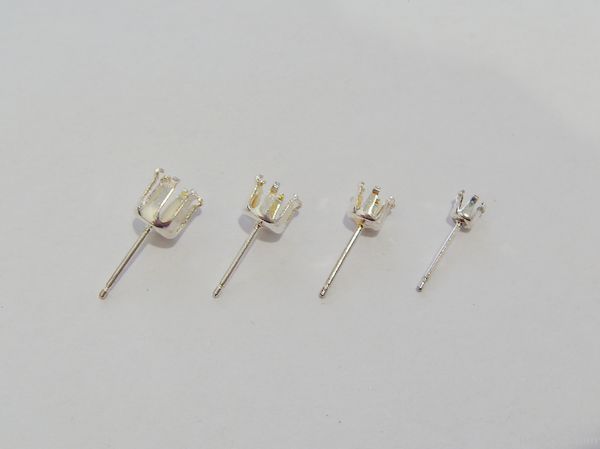 Silver Snap-in Earring Stud 6 Prongs