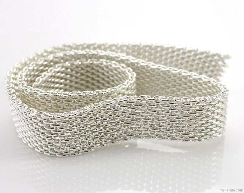 Silver Semi-finished Mesh Flat Chain