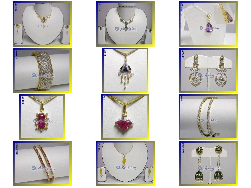 18 Karat Gold Jewellery studded with Diamonds &amp; Color Stones