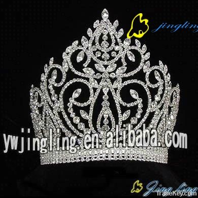 large full round rhinestone crystal crown for sale