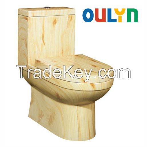 faux wood ceramic toilet