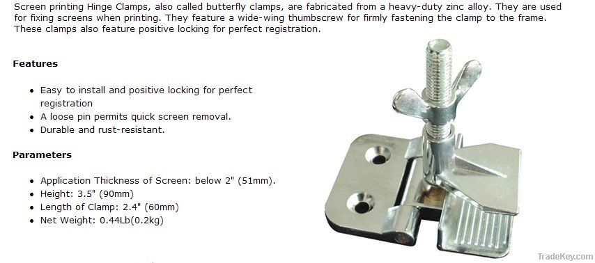 2 Simple SS Hinge Clamps Tool For Silk Screen Printing