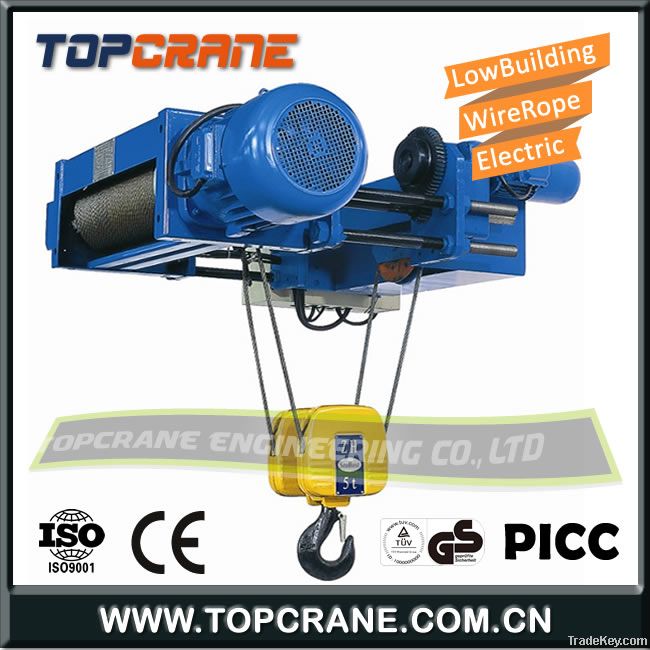 Low headroom and Low building wire rope hoist 8ton