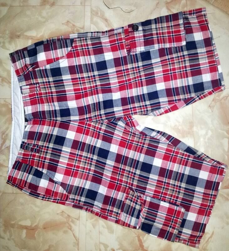 mens check 3 quarter pants