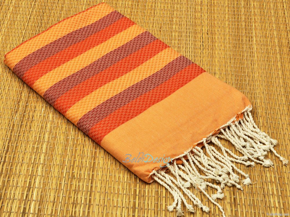 Waffle Weave Tri-color Fouta Hammam Towels Pestemal Towel