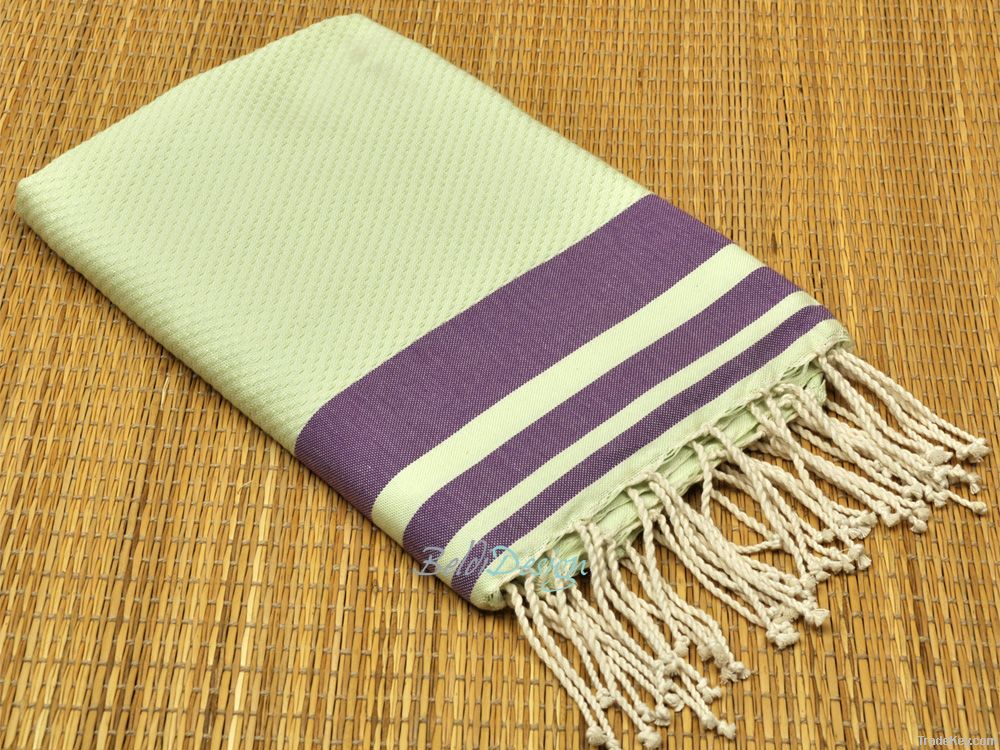 Waffle Weave Tri-striped Fouta Hammam Towels Pestemal Towel