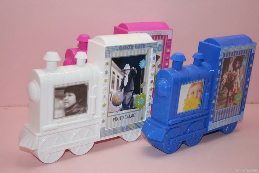 Plastic train shaped coin box