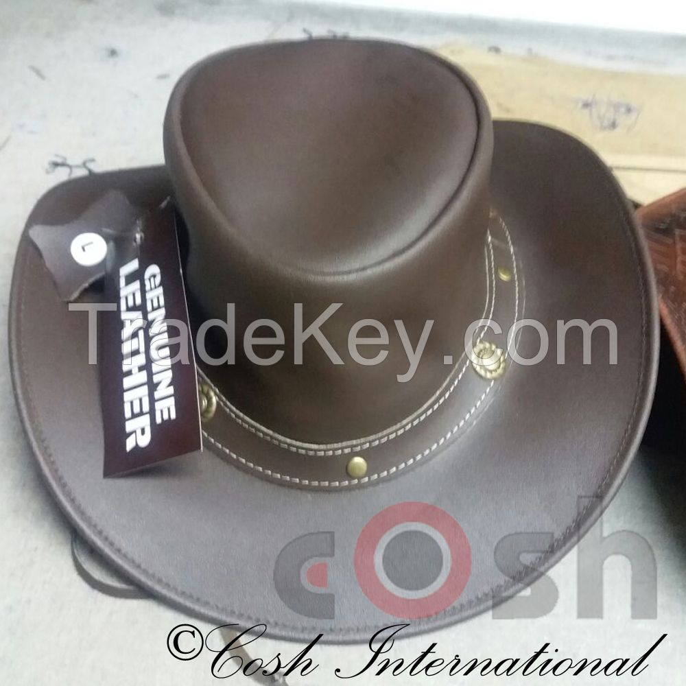 Brown Leather Stem Punk Hats