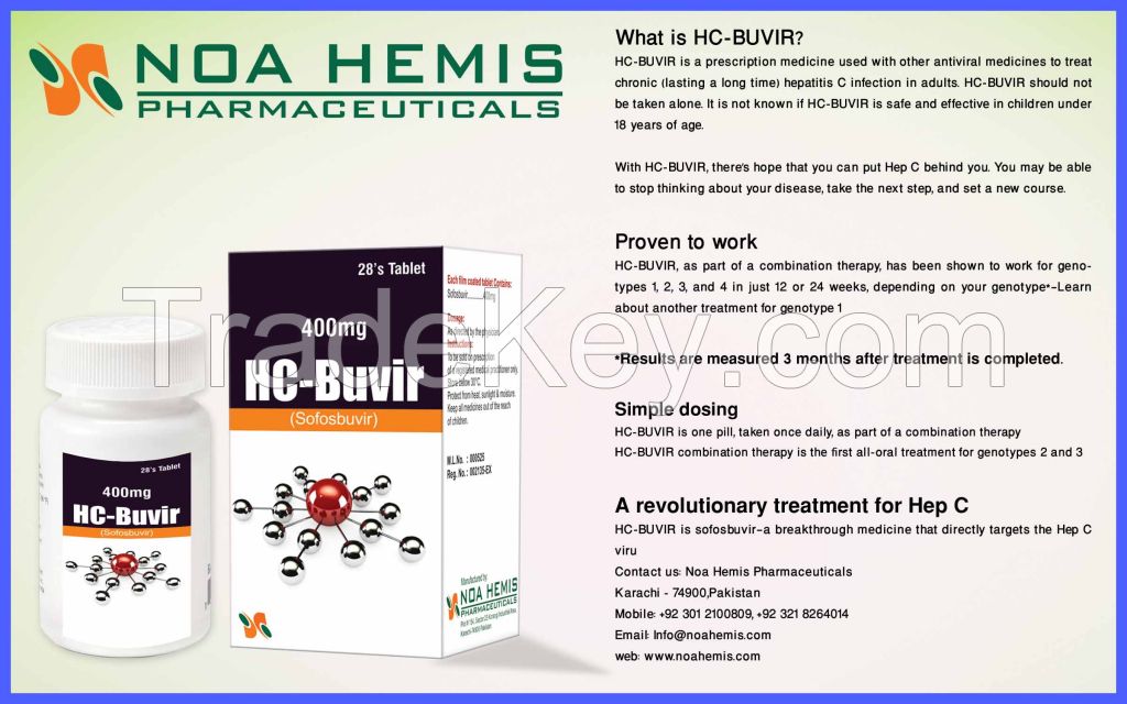 HC-Buvir Tablets (Sofosbuvir 400mg Tablets) Armoni (Sofosbuvir 400mg + Ledipasvir 90mg Tablets