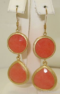 Genuine Natural Gemstone Earrings, pendant 2 inches