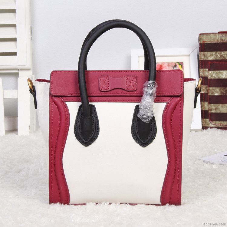 Smiling face bags matched color original leahter fashion handbags