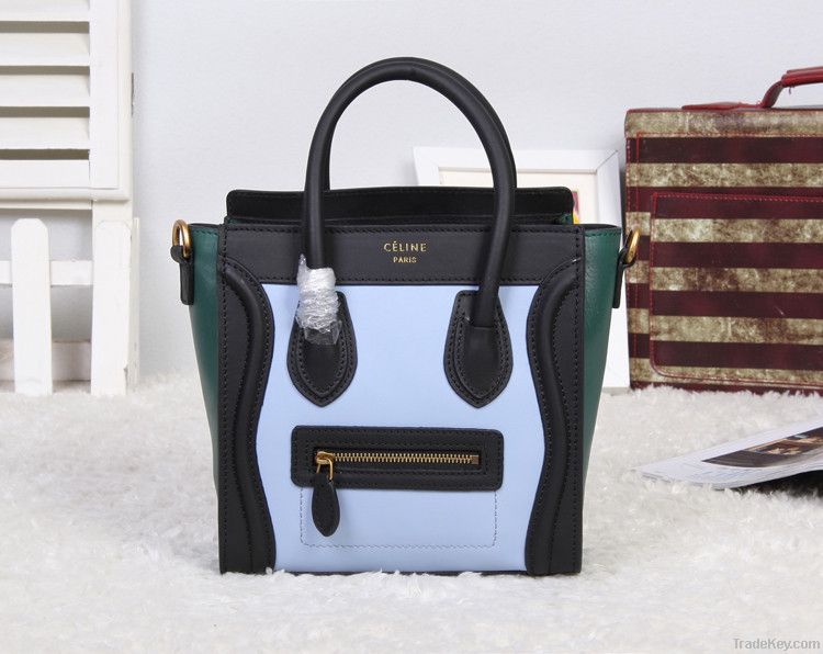 Smiling face bags matched color original leahter fashion handbags