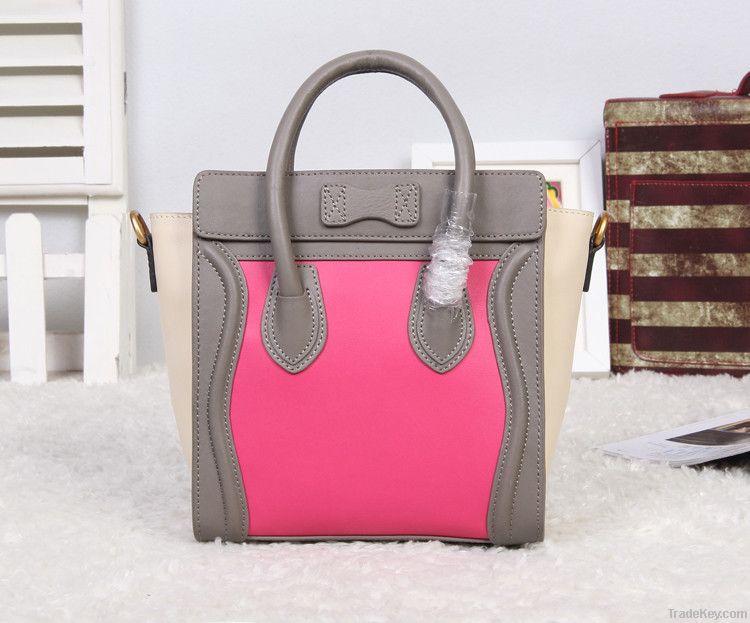 Smiling face bags matched color original leahter fashion handbags