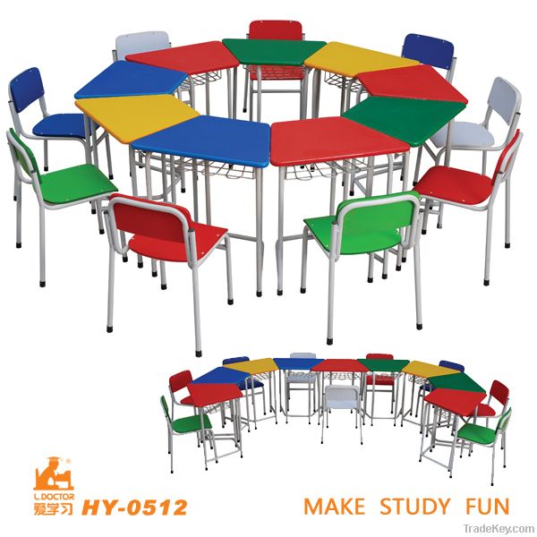 Colorful kids furniture table and chair