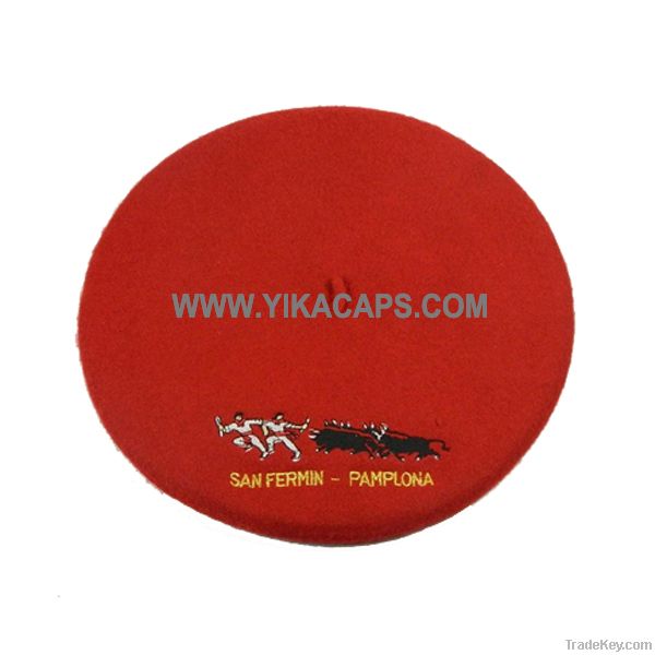 woollen embriodery  red berets