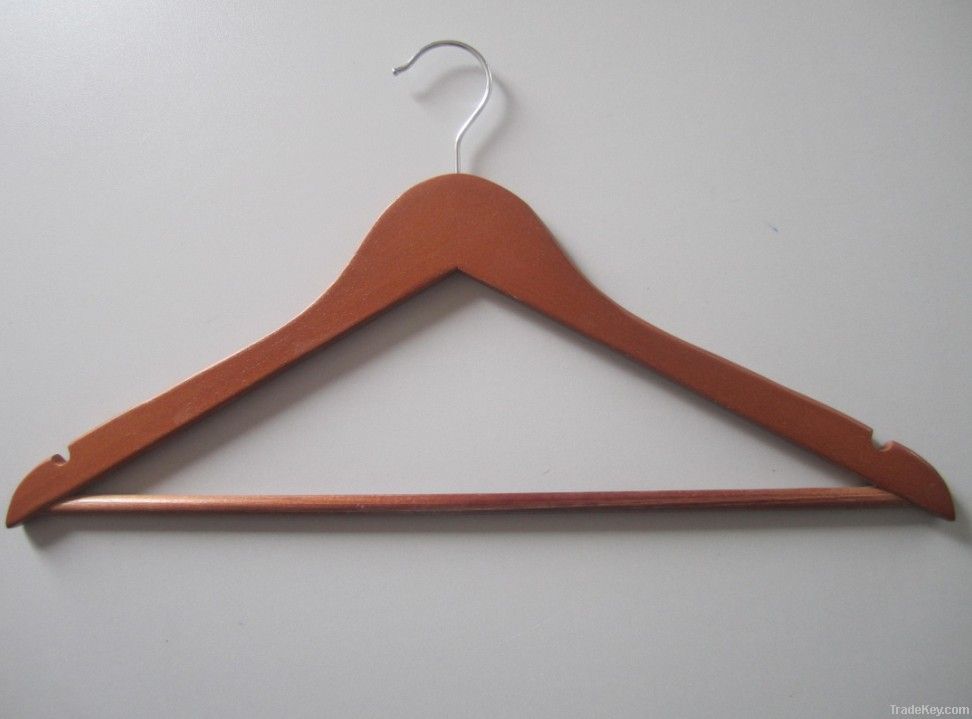 YG-01 clothes wooden hanger with bar/ wood hanger