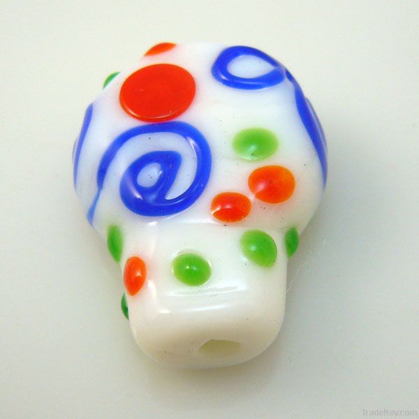 lampwork glass white ghost beads