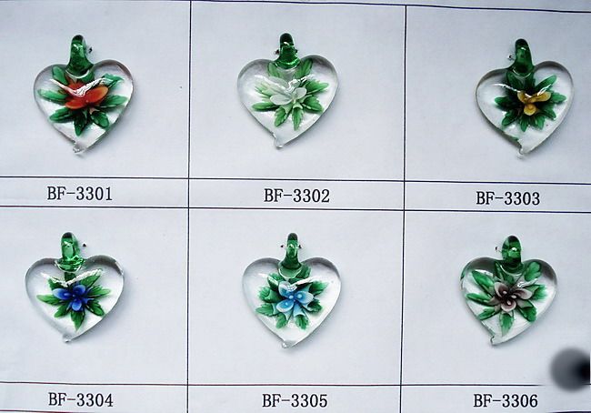 Handmade Inner Flower Lampwork Glass Pendant