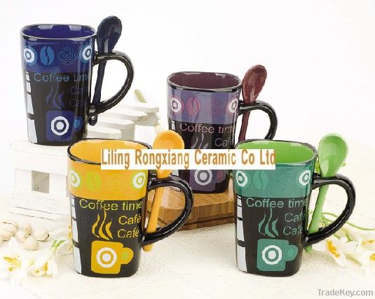 11oz black glazed ceramic coffee mug