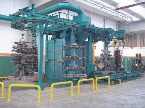 overhead continuous conveyor shot blasting machine