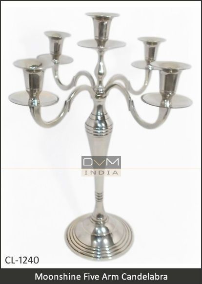 Silver Moonshine Five Arm Brass Candelabra