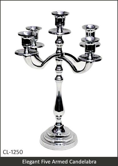 Elegant Five Armed Candelabra Aluminum Nickel Silver