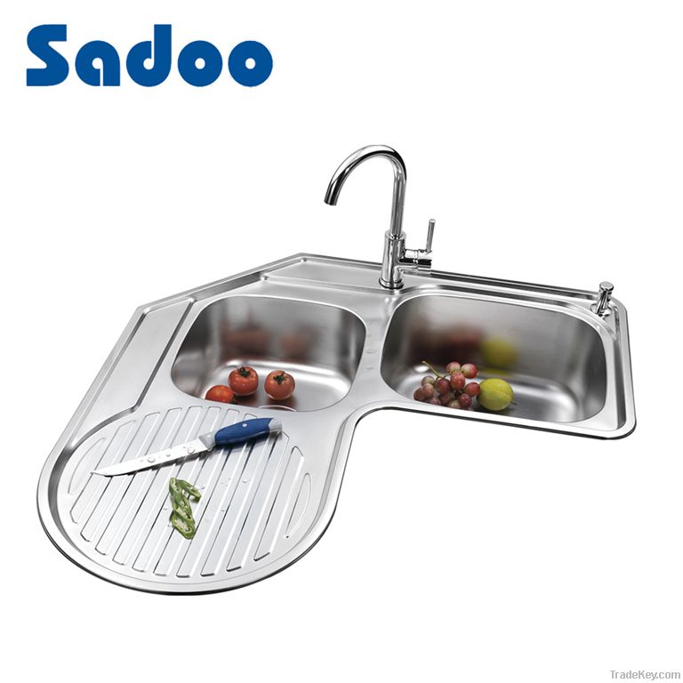 Corner Kitchen Sinks With Drainboard SD-995