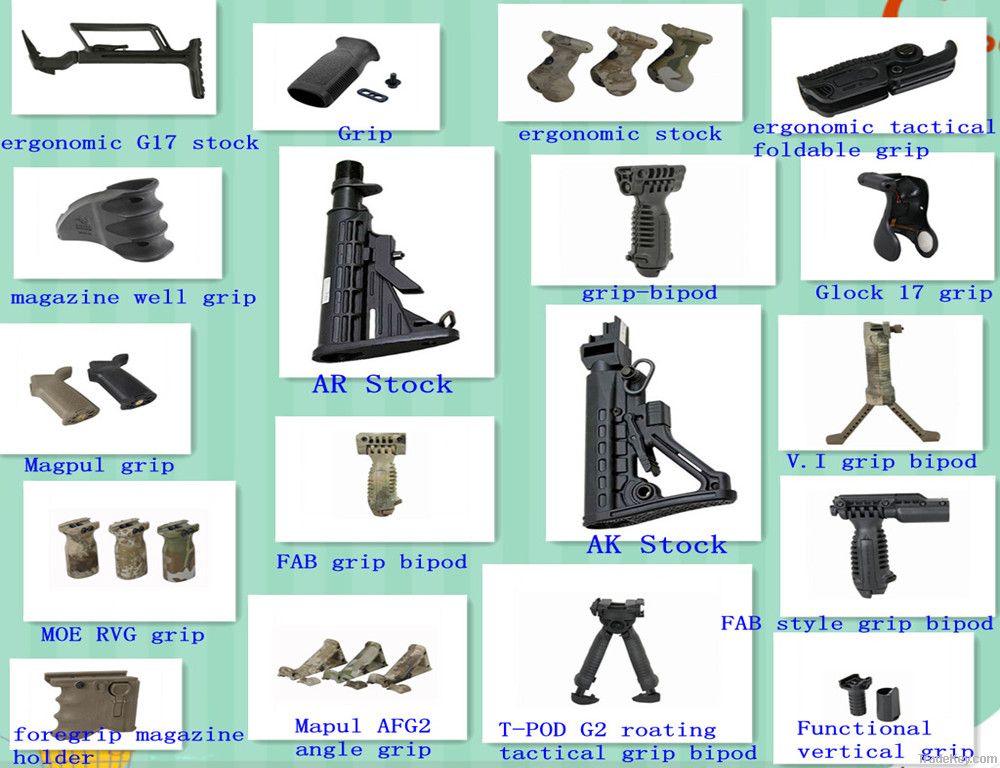 Tactical grip, ergonomic stock, grip-bipod, glock grip