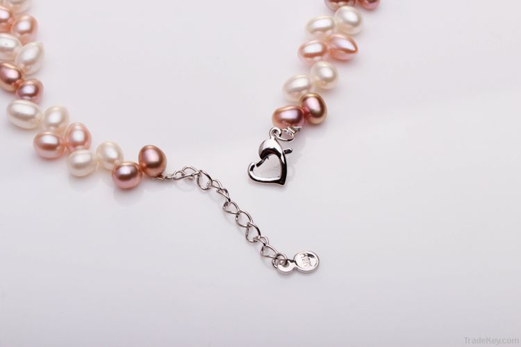 new design rice shape pearl necklaces jewelry for women