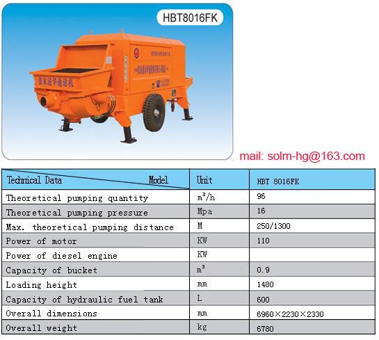 Trailed concrete pump