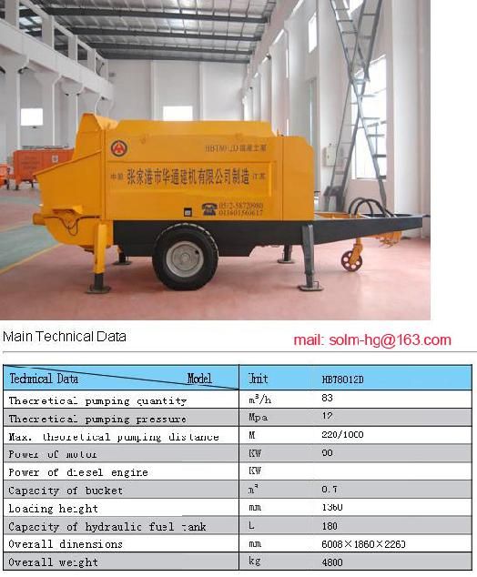 Trailed concrete pump