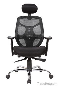 Black Mesh Fabric Adjustable Swivel Executive Office Chair with Pad H