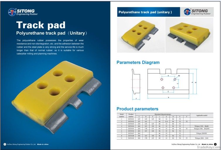 unitary type  polyurethane track pad