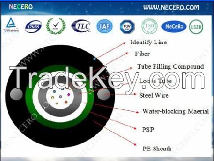 Unituble 4 core single mode armored optical fiber cable