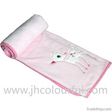 portable baby coral fleece blanket in color beige