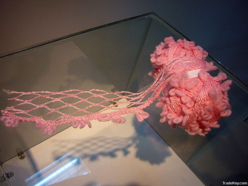new type fancy yarn /pink mesh loop yarn for knitting