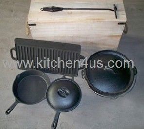 cast iron camping pot and pan sets