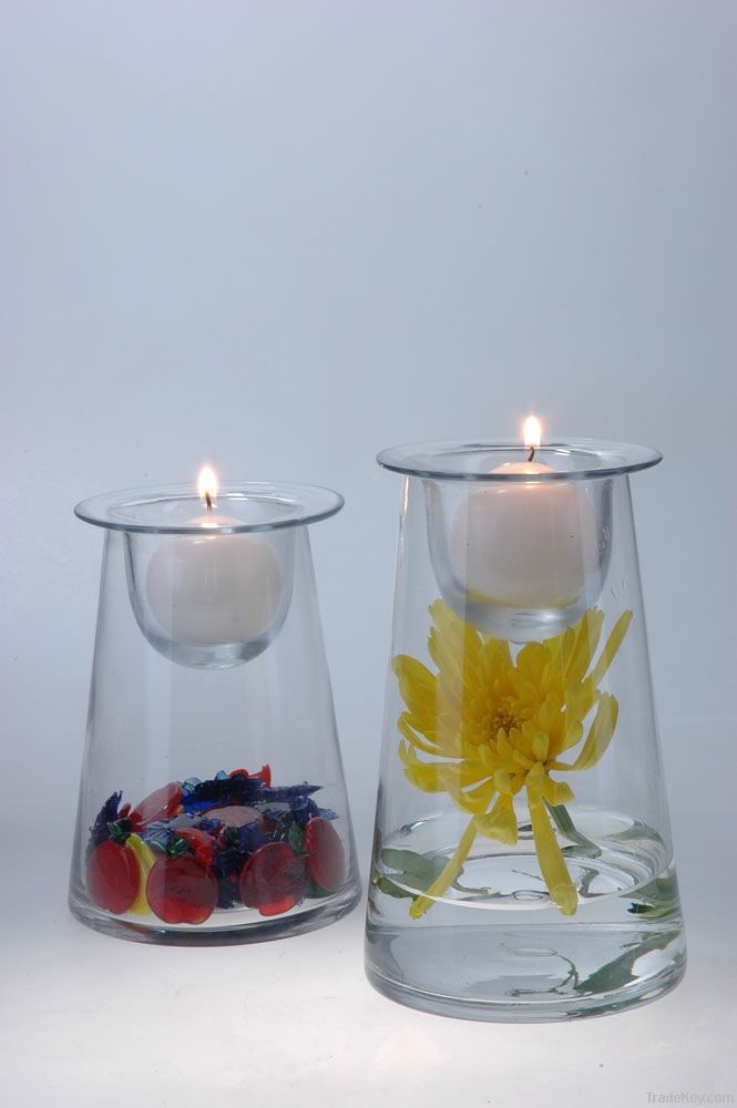 Glass candle holder