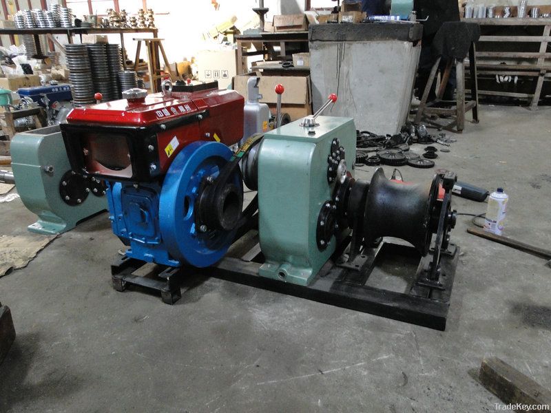 8 ton diesel engine powered pulling winch