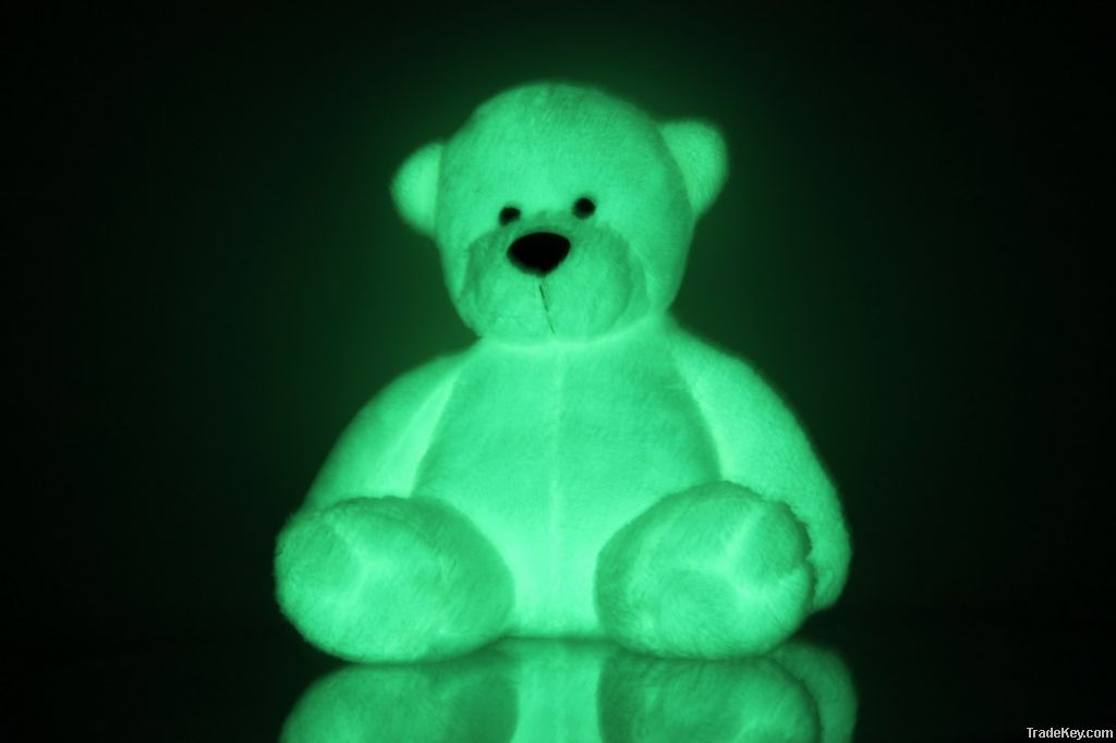 self luminous polyester photoluminescent plush fabric glow in the dark