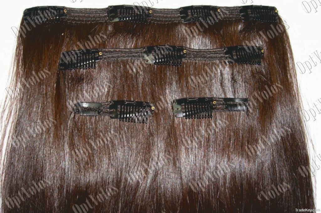 Human virgin remy clip-in hair extension