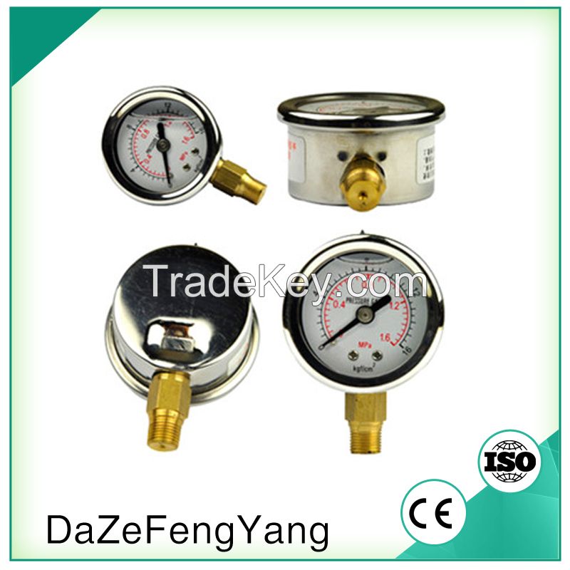 Back or bottom mount liquid oil filled pressure gauge