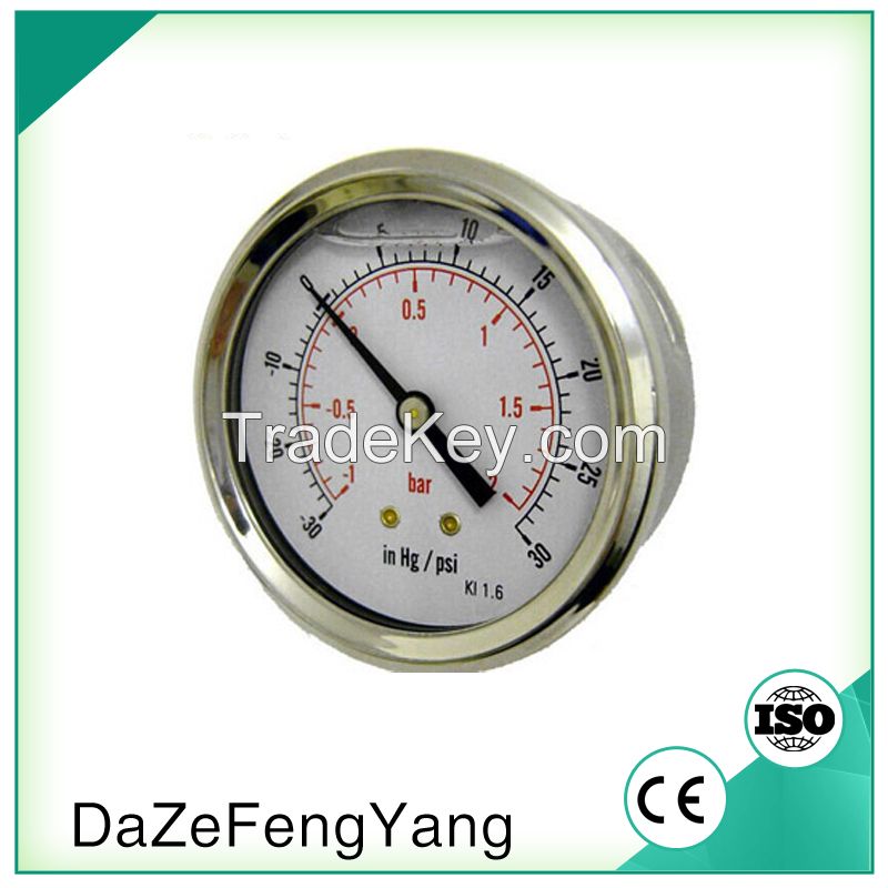 Back or bottom mount liquid oil filled pressure gauge