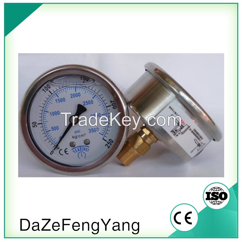 Back or bottom mount liquid oil filled pressure gauge