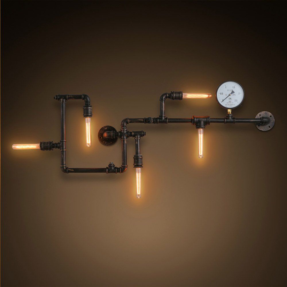 American Loft 5 Heads Metal tube Bar Counter Wall Light Industrial Creative Corridor Bronze Metal Tube Living Room Wall Sconce Dining Room Coffee house Wall Lighting Fixtures