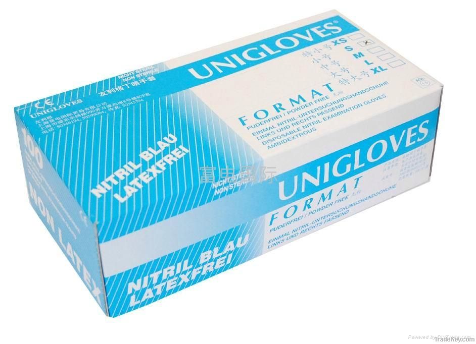 blue disposable nitriel exam glove